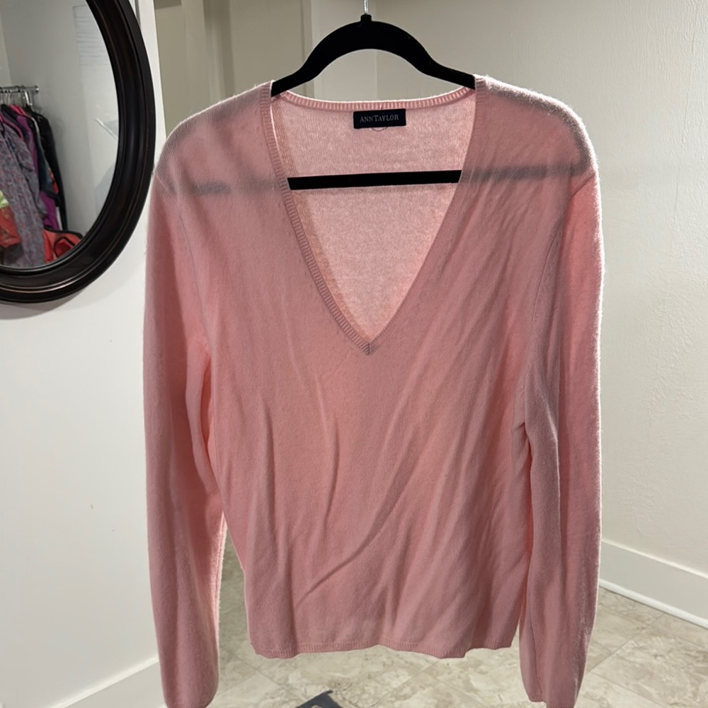 Ann Taylor Soft Pink V-Neck Sweater